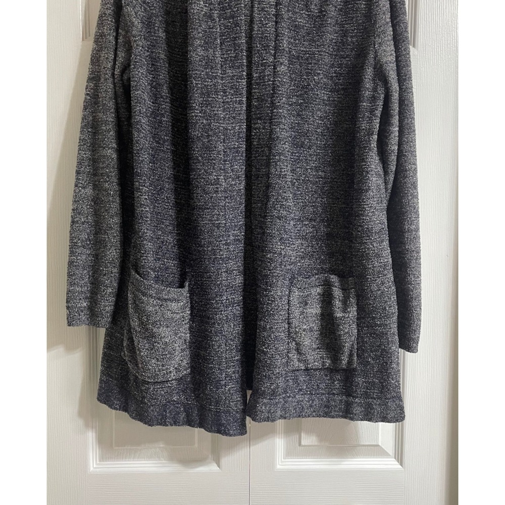 Barefoot Dreams CozyChic Lite Cardigan Hooded Pockets Navy Heathered Hooded L - Picture 3 of 16